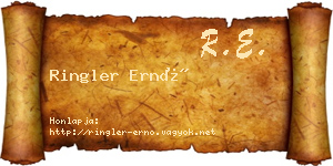 Ringler Ernő névjegykártya